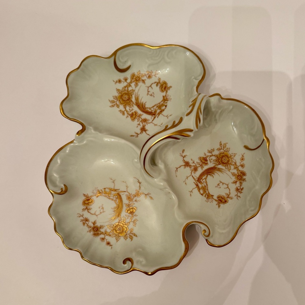 Royal Limoges Gold and Cream Floral Dish